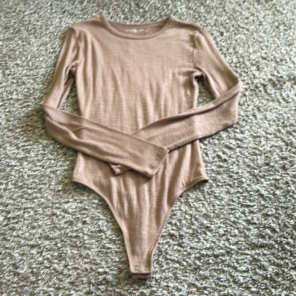 Abercrombie and Fitch plain snap closure brown long sleeve bodysuit size XS